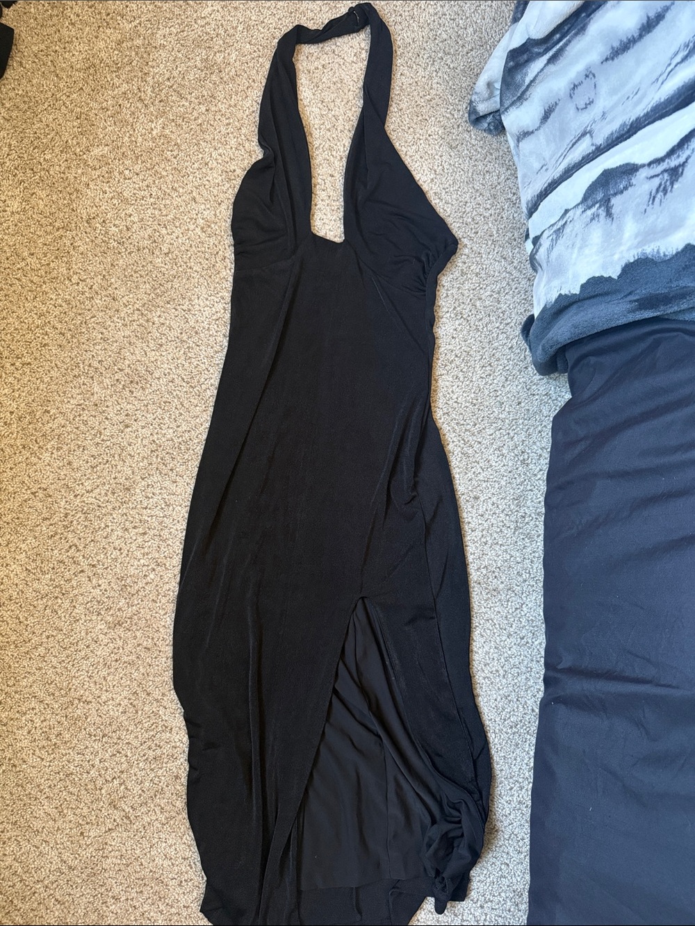 Dynamite Black One-Shoulder Halter Maxi Dress